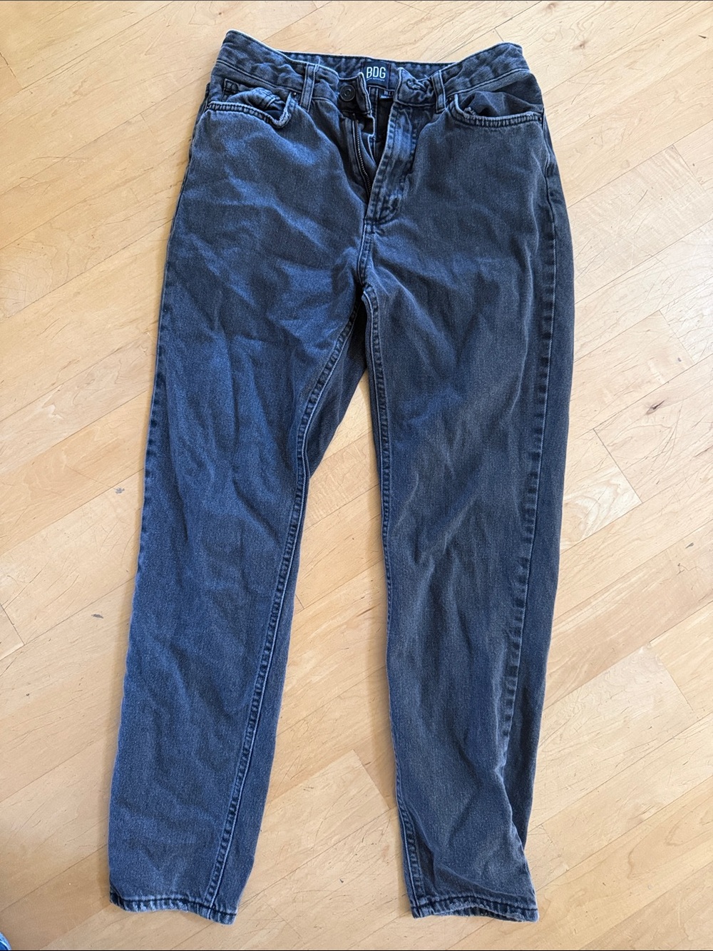 BDG Women Mom Dark Gray Slim Straight Jeans